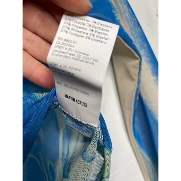 NEW Martin Across Urban Outfitters Sheer Cropped Top Size XS/S Blue - Picture 3 of 4